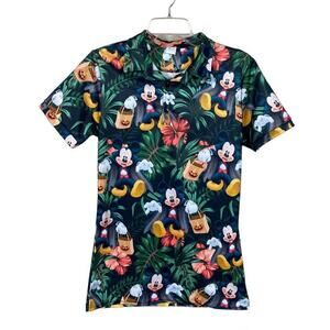 VinCo Hawaiian Shirts Women's Tropical Mickey Mouse Halloween Polo Shirt Small
